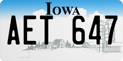 IA license plate AET647