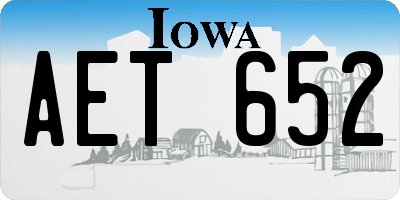 IA license plate AET652