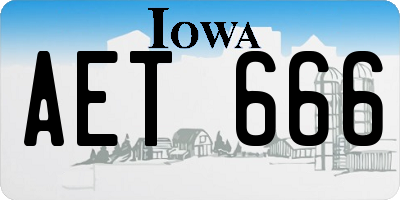IA license plate AET666