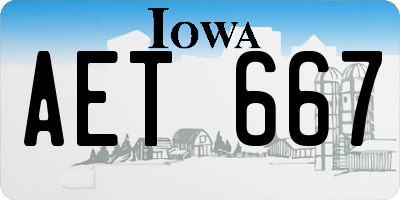 IA license plate AET667
