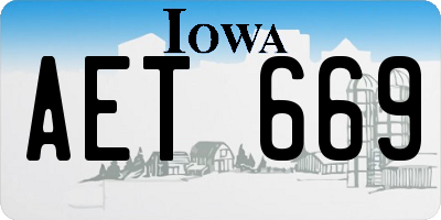 IA license plate AET669