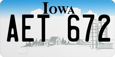 IA license plate AET672