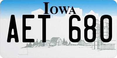 IA license plate AET680