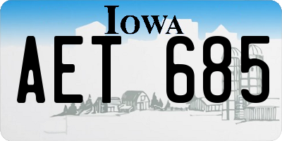 IA license plate AET685