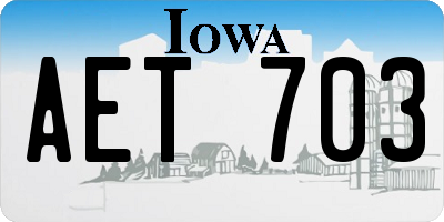 IA license plate AET703