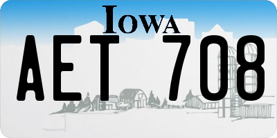 IA license plate AET708