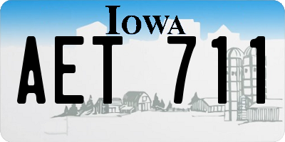 IA license plate AET711