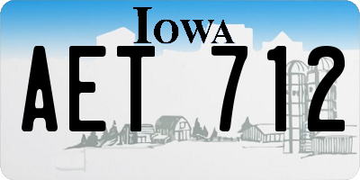 IA license plate AET712