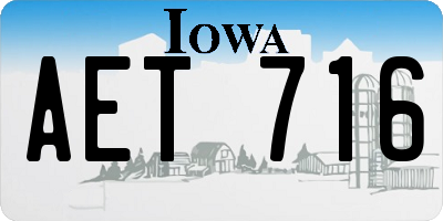 IA license plate AET716