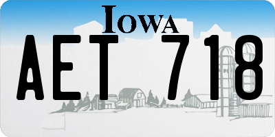 IA license plate AET718