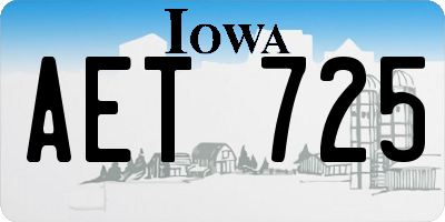 IA license plate AET725