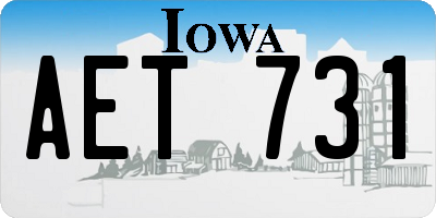 IA license plate AET731