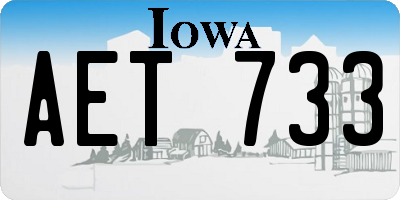 IA license plate AET733
