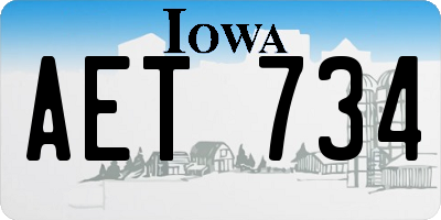 IA license plate AET734