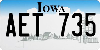 IA license plate AET735