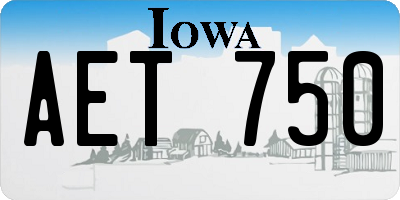 IA license plate AET750