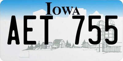 IA license plate AET755