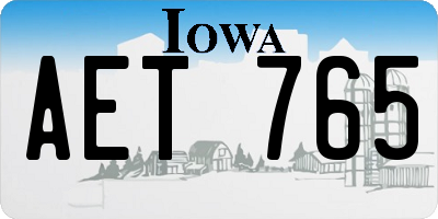 IA license plate AET765