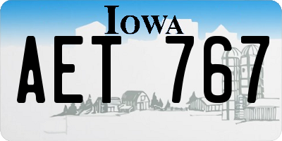 IA license plate AET767