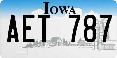 IA license plate AET787