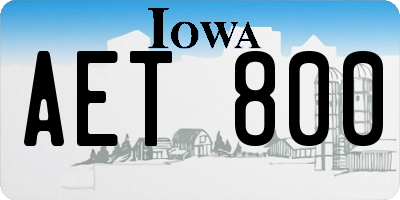 IA license plate AET800