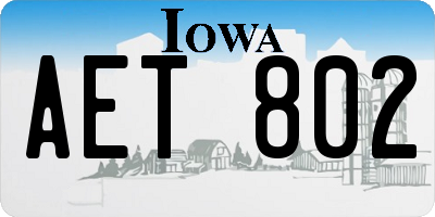 IA license plate AET802