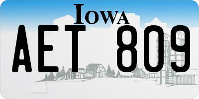 IA license plate AET809