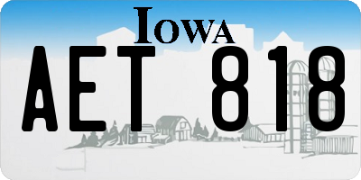 IA license plate AET818