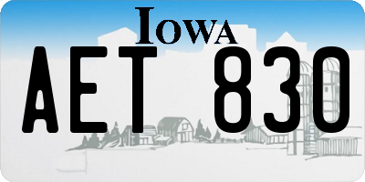IA license plate AET830