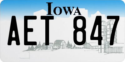 IA license plate AET847