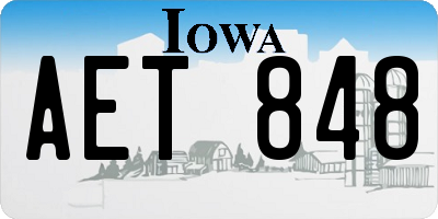 IA license plate AET848