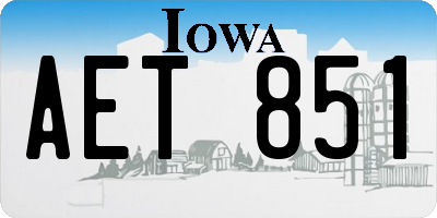 IA license plate AET851