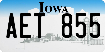 IA license plate AET855