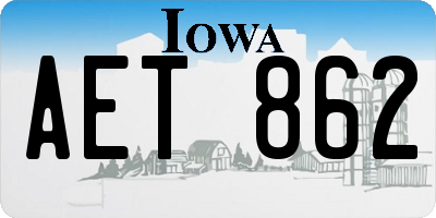 IA license plate AET862