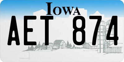 IA license plate AET874