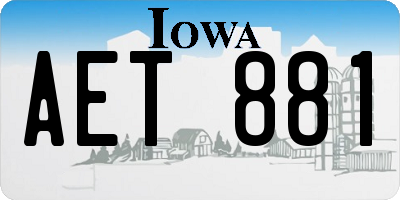 IA license plate AET881