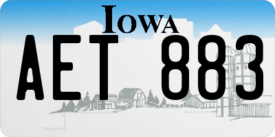 IA license plate AET883