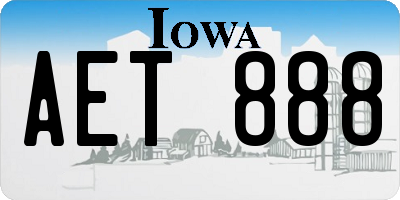 IA license plate AET888