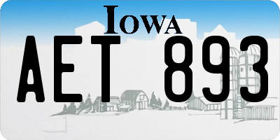 IA license plate AET893
