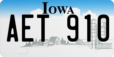 IA license plate AET910