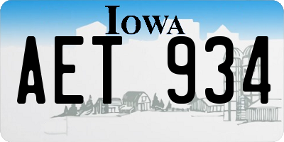 IA license plate AET934