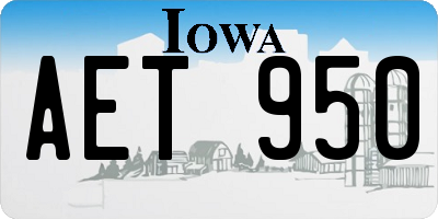 IA license plate AET950