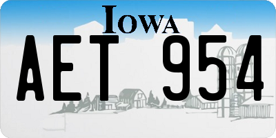 IA license plate AET954