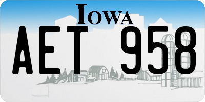 IA license plate AET958