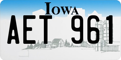 IA license plate AET961
