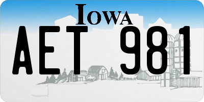 IA license plate AET981
