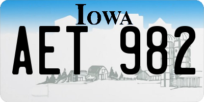 IA license plate AET982