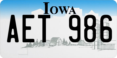IA license plate AET986