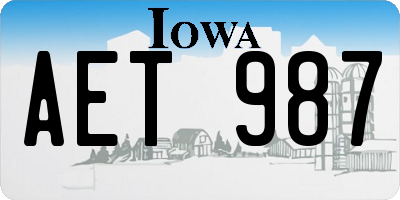 IA license plate AET987