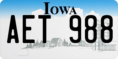 IA license plate AET988